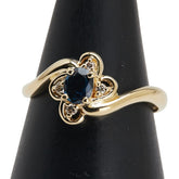 K18YG イエローゴールド サファイア ダイヤ0.04ct リング 指輪 レディース 10.5号 【中古】